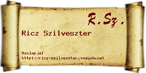 Ricz Szilveszter névjegykártya